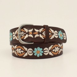 Ariat Ladies Belt  Floral Embroidered Brown