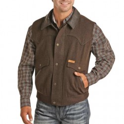 Powder River Outfitters Men's Black Wool Snap Front Vest
