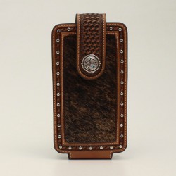 Cell Case Calf Hair Large Round Concho Brown