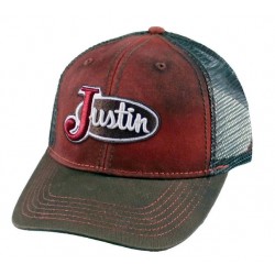 Justin Mens Red Vintage Logo Ball Cap