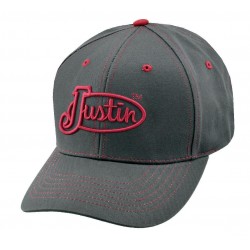 Justin Mens Logo Embroidery Grey and Red