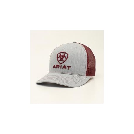 Ariat Mens Ball Cap R112 Grey Embroidery Burgundy